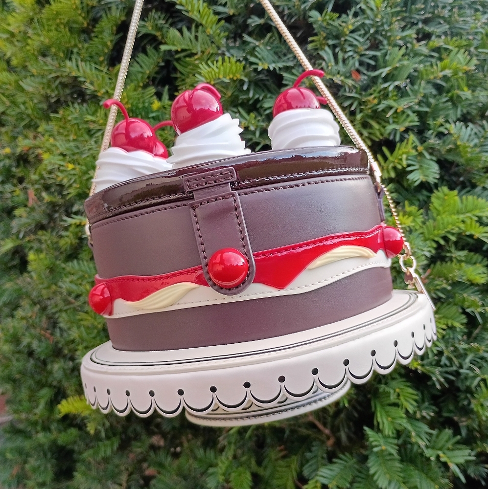 RARE Kate Spade Ma Cherie Chocolate 3D Cherry Cake Leather Novelty Bag